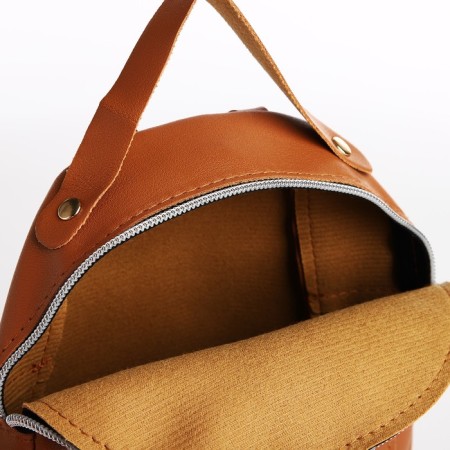 Women's backpack of artificial leather with lightning, 1 pocket, brown color-3