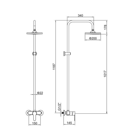 Shower system Accoona A8392-1, one-leaf, with a tropical shower, chrome-3