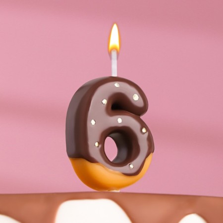 Candle in the cake "Chocolate icing", number "6", 3.8 cm