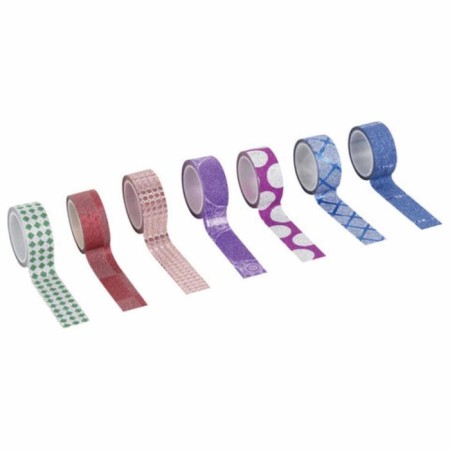 Sticky tape polymer for decor with sparkles "Geometry", 15 mm x 3 m (set 7 pcs)-3