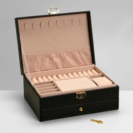 Station for jewelry "Casket" 2 tiers, 17 × 23 × 10 cm, black color-6