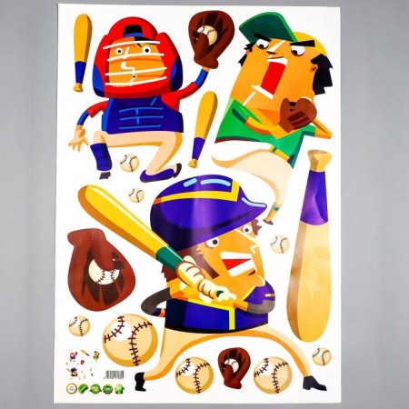 Sticker Plastic Interior Color "baseball players" 50x70 cm-1
