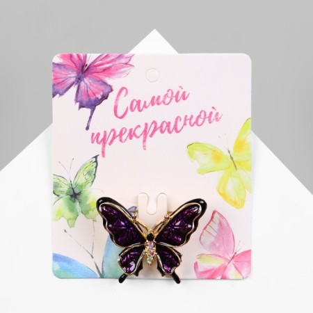 Brooch "Butterfly" Dark, black-purple color in black gold-4