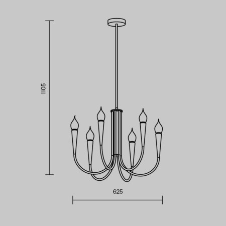 Suspended lamp Freya Fr5253PL-06N Branches, 625x625x1100 mm, E14, 6x40W, Nickel color-11