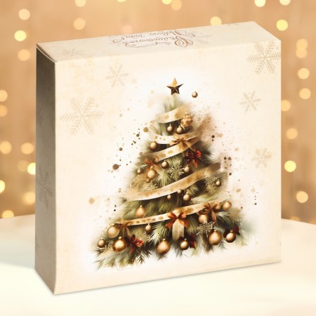 New Year. Box for 4 sweets, "New Year's magic", 12.6 x 12.6 x 3.8, confectionery packaging-1