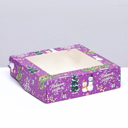 Folding box with the window "Snowman", 15 x 15 x 4 cm-1