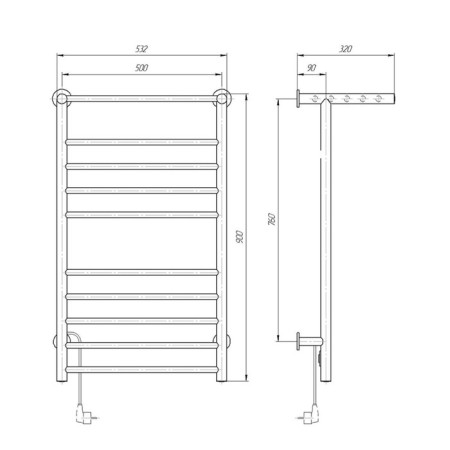 Electric towel Domoterm 109-T5 P10, 500x900 mm, left, chrome-4