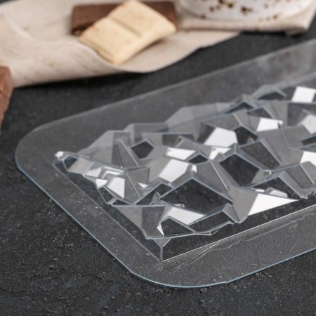 Form for chocolate and sweets Plastic "Tiles broken crystal", the color is transparent-5