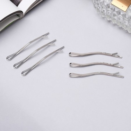 Invisibility for hair "Wave" (set 6 pcs) 5.5 cm, silver-1