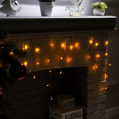 Garland "fringe" 3 × 0.5 m, IP20, transparent thread, 80 LED, yellow glow, 8 modes, 220 V-1