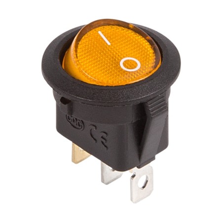 Round key 12V 20A (3C) On-OFF yellow with backlight (RWB-214) Rexant