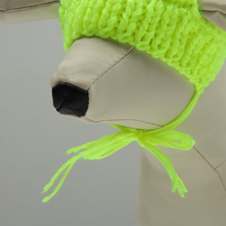 Knitted hat for dogs, with pompom, m-l (head volume 28 cm, height 9 cm), mix-2