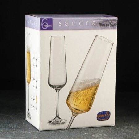 Set of glasses for champagne "Sandra", 200 ml, 6 pcs, color red-2