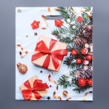 New Year's gifts package, plastic with a cut pen, 45 x 38 cm, 60 μm