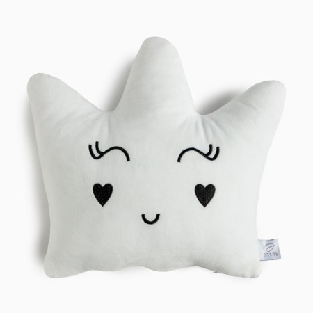 Decorative Ethel Pillow "Crown" White, 48x38cm, velor, 100% p/e