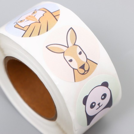 Stick Paper "Beasts in pastel colors" d = 2.5 cm 500 pcs in a roll 3x6x6 cm-2