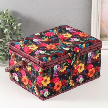 Casket for needlework "Flower garden in the night" 19x26x14.5 cm