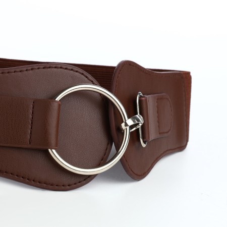 Women's belt, width 8.5 cm, metal buckle, brown color-4