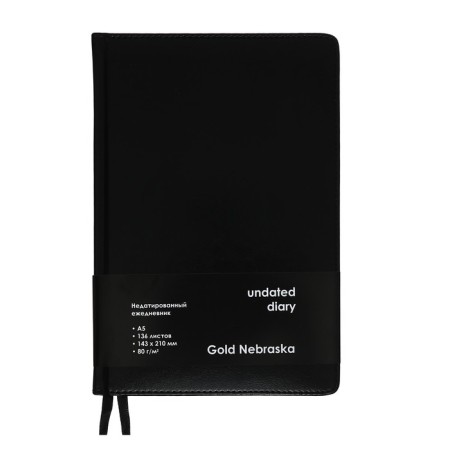 Delivery of a non -jointly A5, 136 sheets in a ruler, leatherette "Nebraska", gold cut, black-7