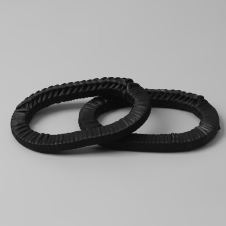 Handles for bags are wooden, wicker, d = 9.8 × 5.9 / 13.5 × 9.5 cm, 2 pcs, black color-1