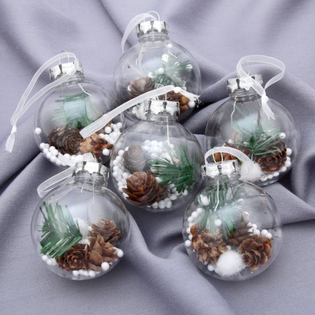 Set of balls plastic D -6 cm, 6 pcs "Ice - cones" transparent
