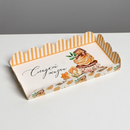 Cookie box, confectionery packaging with PVC lid, “sweet life”, 10.5 x 21 x 3 cm-2
