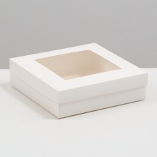 The box is folding, the lid is, with the window, white, 23 x 23 x 6.5 cm