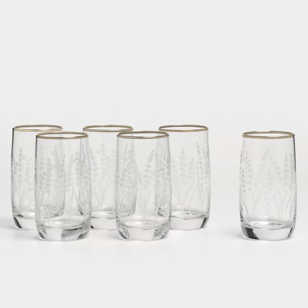 Set of glass glasses "Lavender", 330 ml, 6 pcs