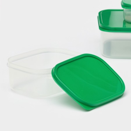 A set of food rectangular lobggling containers, 3 pcs: 150 ml, 500 ml, 1.2 l, green color-2