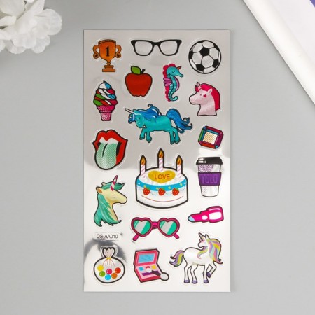 Plastic sticker "Unicorns and magic" mix 22x10 cm-7