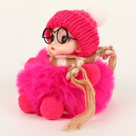 Soft toy "Winter doll" with glasses, on a key fob, 16 cm, color mix