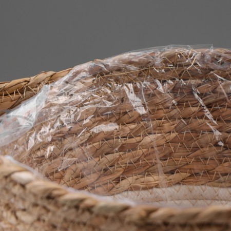 Kashpo wicker "Tanzania" with a pen, 25.5x25.5x23 cm, natural, white-4
