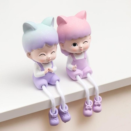Polystone souvenir "Baby/Baby-cat heavenly with long legs" set 2 pcs 19x6.5 cm-2