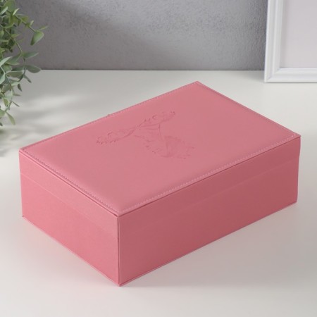 Casket to the leatherette for jewelry "Queen" pink 18x27x9 cm-5