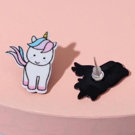 Children's earrings "chosen" unicorns, colored in silver-2