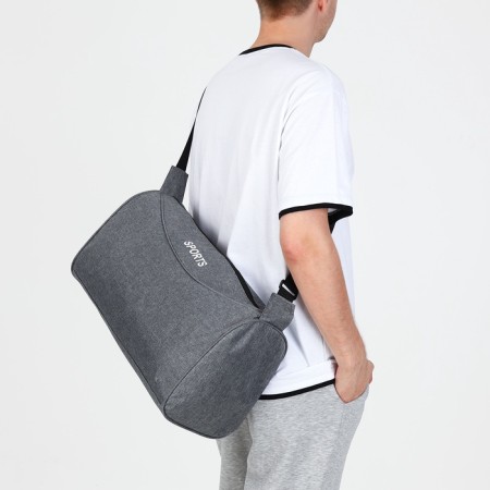 Sports bag with lightning, long belt, gray color-4