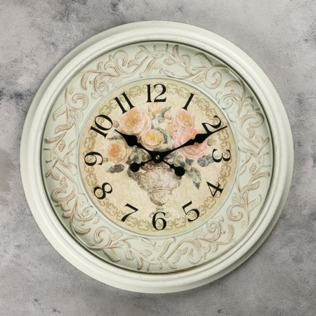 Wall clock, series: interior, "roses", smooth move, d-50 cm, 1 aa