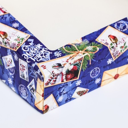 Folding box with the window "New Year's package blue" 15 x 15 x 4 cm-3