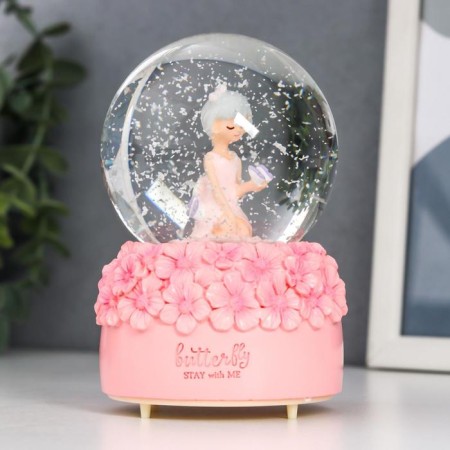 Souvenir Polystone Water Ball Light, music "Baby and forget -me -nots" d = 8 cm mix 12.5x8x8 cm-3