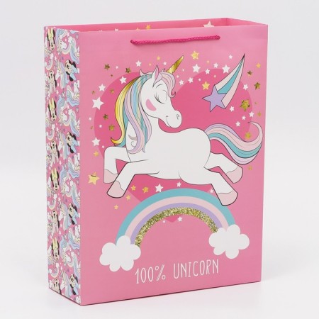 Gift package, 31 x 40 x 11.5 cm "100% Unicorn", Minnie and Unicorn
