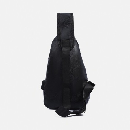 Male sling bag made of artificial leather, with USB, black color-3