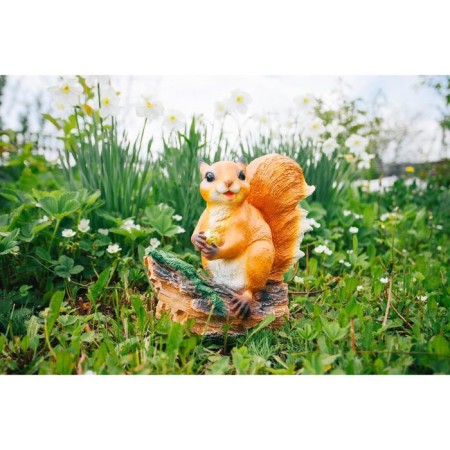 Garden figure "Squirrel with a nut on a stump" 25x12x23cm-6