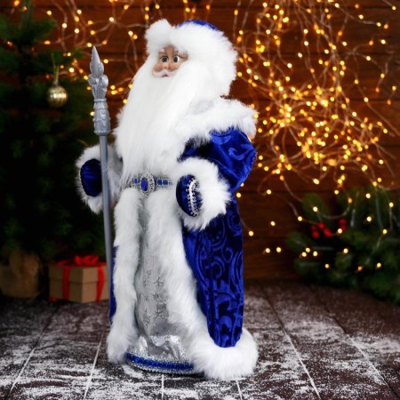 Santa Claus "in a blue-silver coat, with a patterned staff" moves, 25x50 cm-1
