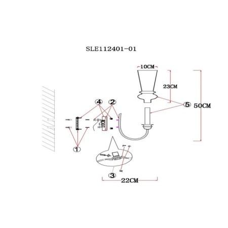 Wall lamp EVOLUCE. Sle112401-01. Rammo. 1x40 W, E14, 10x33 cm, black color-10