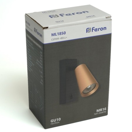 Wall lamp Feron ML1850, IP20, GU10, 35 W, 65x60x140 mm, color gold and black-9