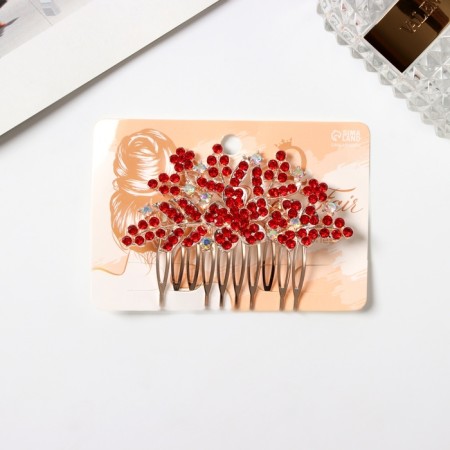 Hair crest "lovely" flower, 6x8 cm, red-3