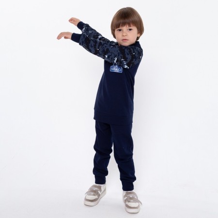 Sports suit (sweatshirt, trousers) for a boy, color blue camouflage/dark blue, height 128 cm (34)-7