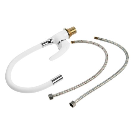 Kitchen mixer Zein Z5973, flexible silicone spout, 40 mm cartridge, brass, white-5