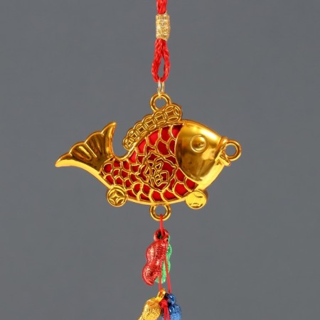 Plastic suspension, textiles "Golden carp with peanuts" 35 cm-1