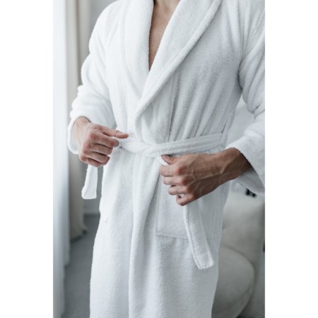 Tainted male bathrobe, size 52, white color-3